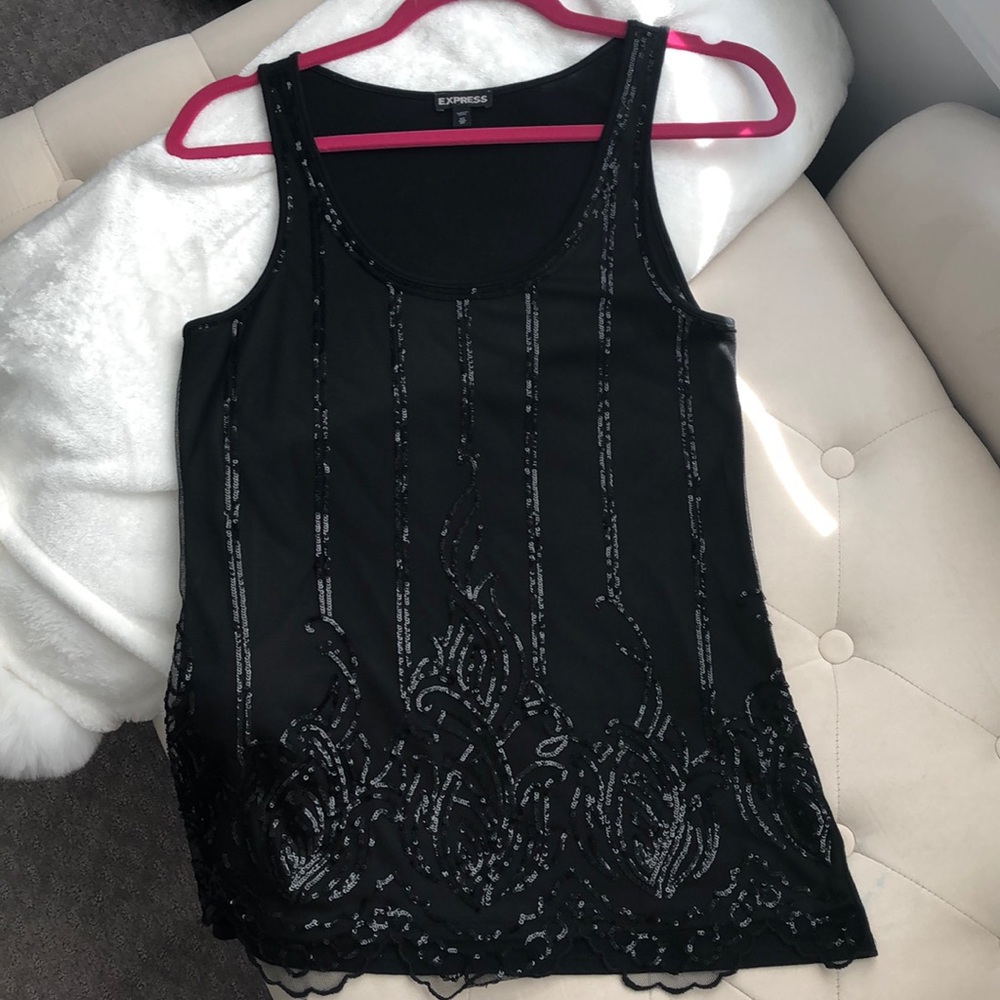 Express Black Tank Top Sequins sexy and comfy!